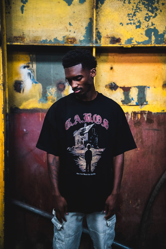 Black GABOS T-shirt, worn